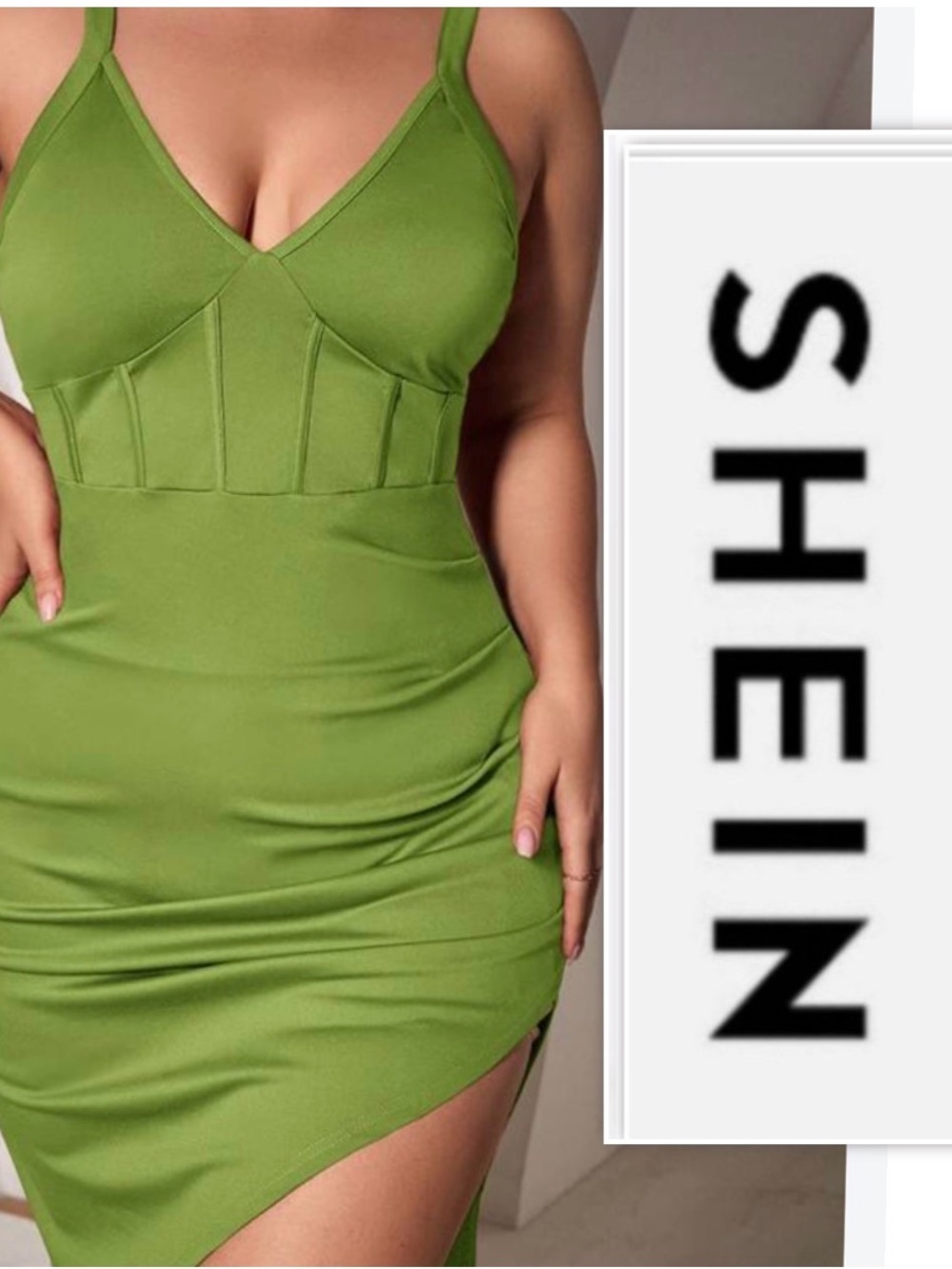 SHEIN Olive Green Cami Midi Dress